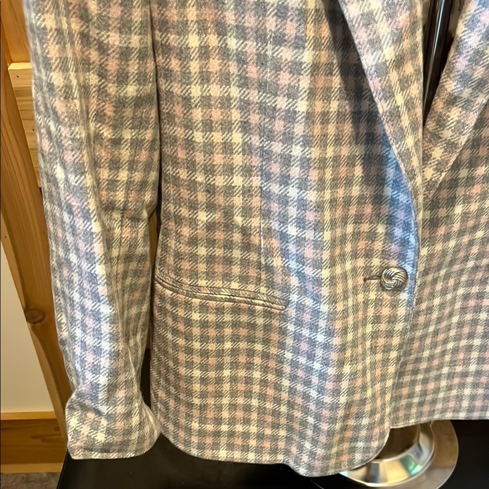Haberdashery Checkered Blazer in Gray, Light Pink, and White - Picture 5 of 16